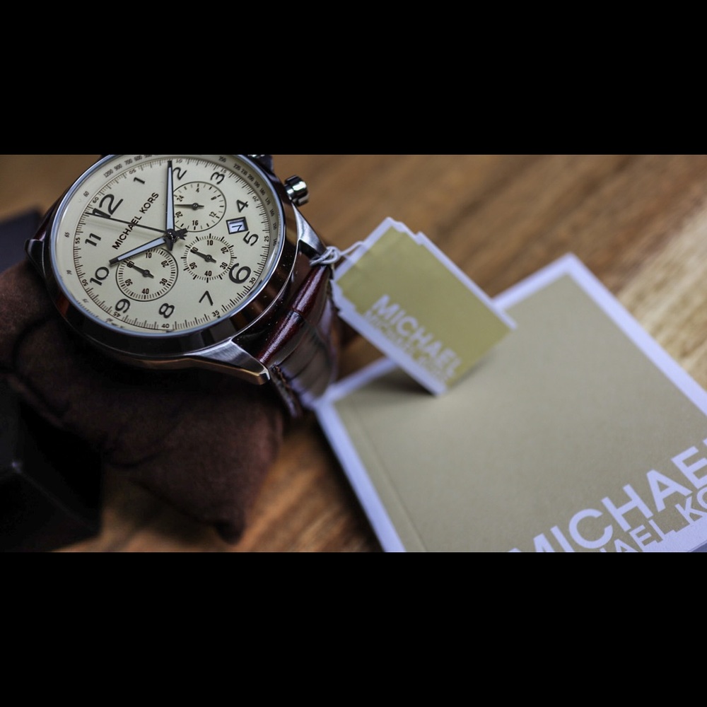 Michael Kors Leather Chronograph Watch NWT